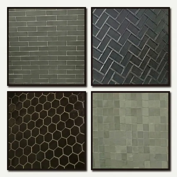 Detailed ceramic tile installation pattern